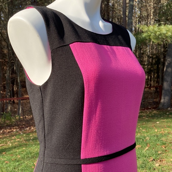 Banana Republic pink and black body con style colorblock sheath dress lined sz 6 - Picture 5 of 5